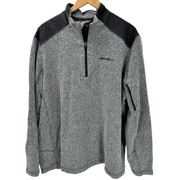 Eddie Bauer Jacket Mens 2XL Fleece Pullover 1/4 Zip Gray Black Outdoors - Picture 1 of 7